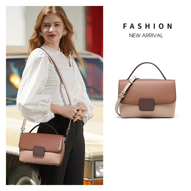 

Women's bag 2020 new fashion and versatile leather bag with one shoulder cross carrying and casual color contrast