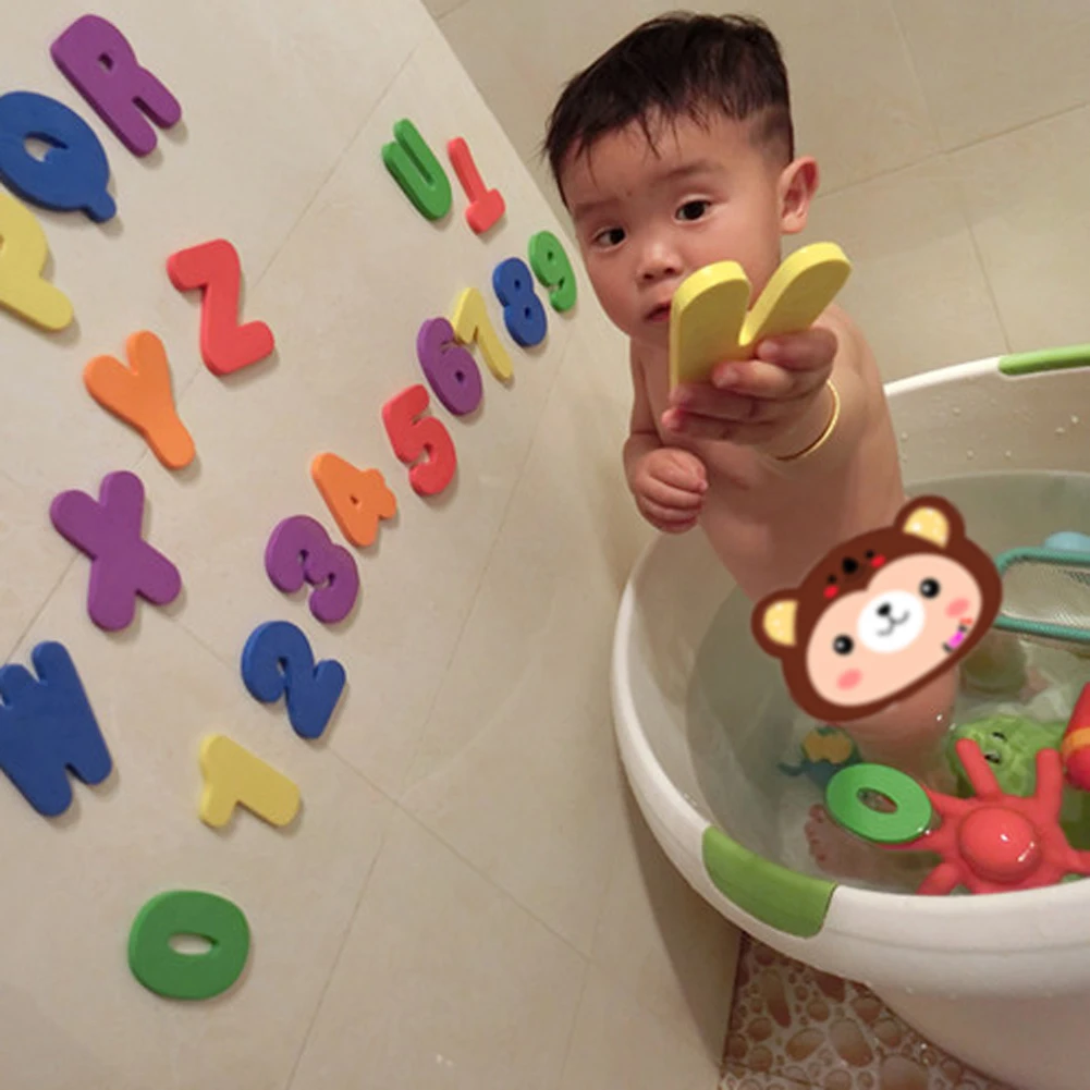 

36pcs/Set Kids Floating Bath Letters Numbers Sticker Children Bathroom Educational Toys Colorful Baby Bathing Early Learning Toy