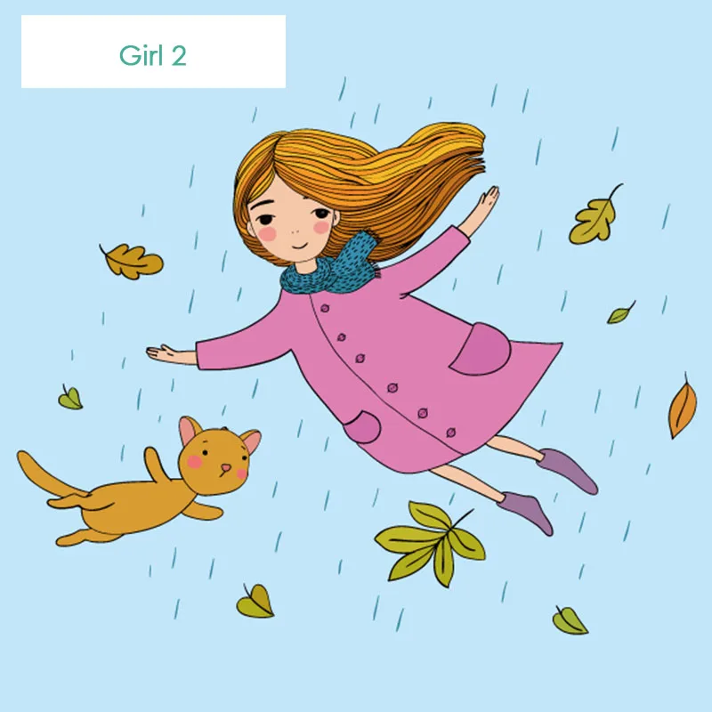 Girl 2 Милые Мультяшные рулонные шторы для гостиной, затемненные шторы для детей, для девочек, животные, кошка, медведь, лиса, олень, рулонные жалюзи с принтом - Цвет: Girl 2