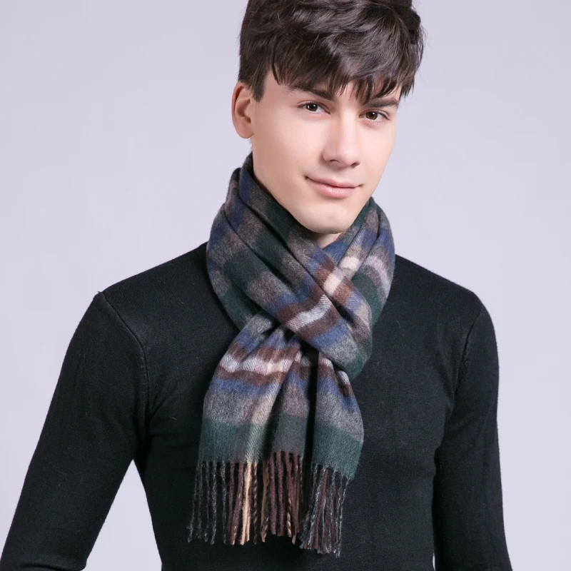 Man Wool Scarf for Winter Warm Neckerchief Plaid Tassels Wraps and Shawls Echarpe Homme Bufanda Hombre Soft Warm Winter Scarves