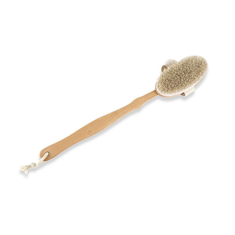 

Natural Bristles Back Scrubber Shower Brush With Detachable Long Wooden Handle Dry Skin Exfoliating Body Massage Cleaning A0NC