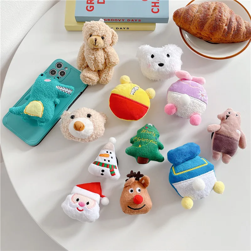 

Christmas Cute Puppy Plush Grip tok Finger Foldable Phone Holder Stand for IPhone 12 Pro Max Samsung Note 20 Ultra Phone Holder