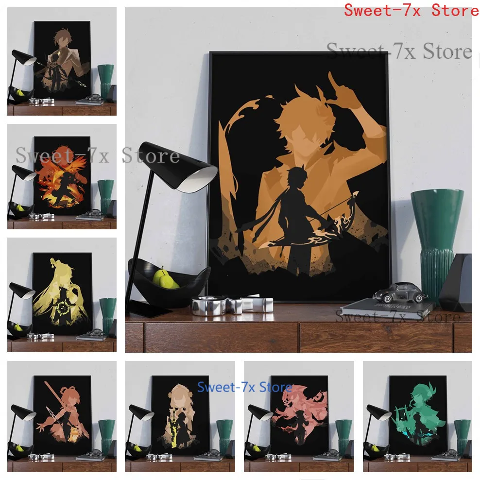 

Classic Genshin Impact Anime Canvas Painting Art Nordic Posters and Prints Wall Pictures for Living Room Decoration Frameless