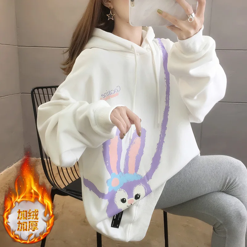 

2020 New women's top loose trendy simple round neck hoodless sweater lazy sweater white