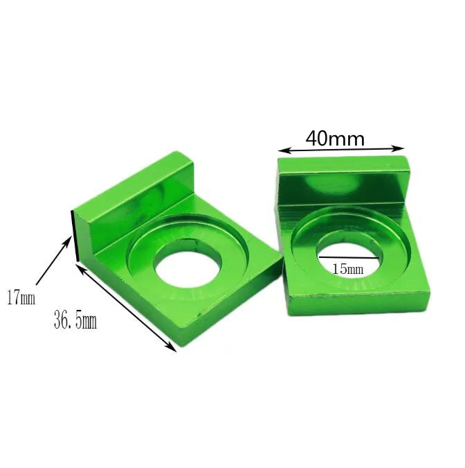 green 40mm 1 пара 6 цветов 15 мм квадратный алюминиевый натяжитель цепи регулятор для мотоцикла модификация Запчасти Аксессуары - Цвет: green 40mm