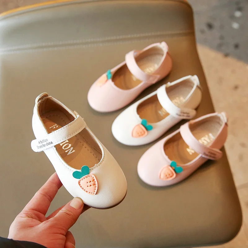 EKOPCZ Baby Toddler Shoes Girl Cute Carrot Princess Leather White Pink Soft Sole Kids Flat Mary Jane Children |