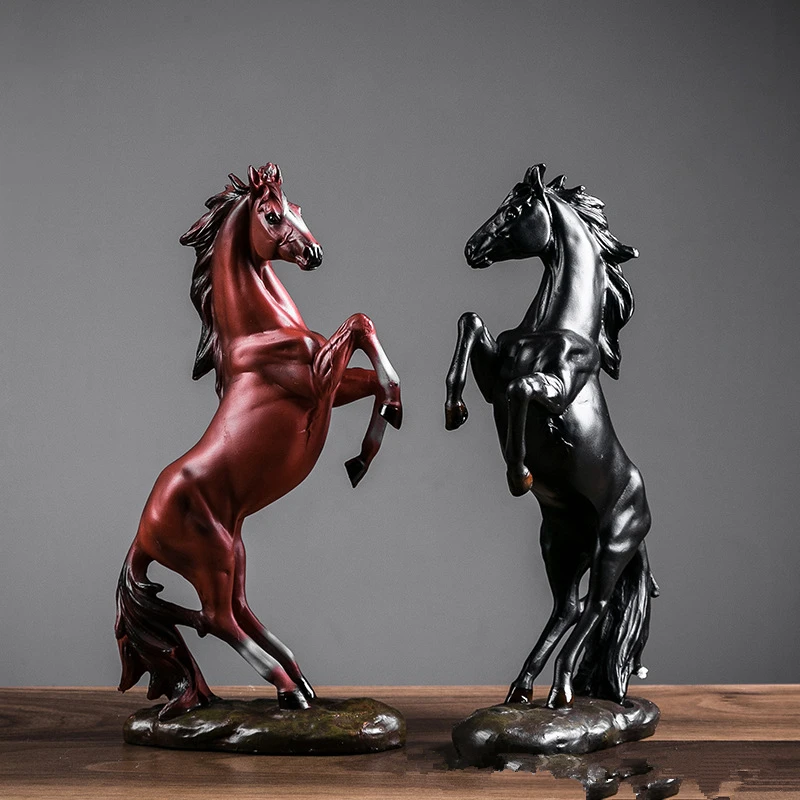 Нордический стиль смолы черно белая Статуэтка скульптура лошади имитирующая