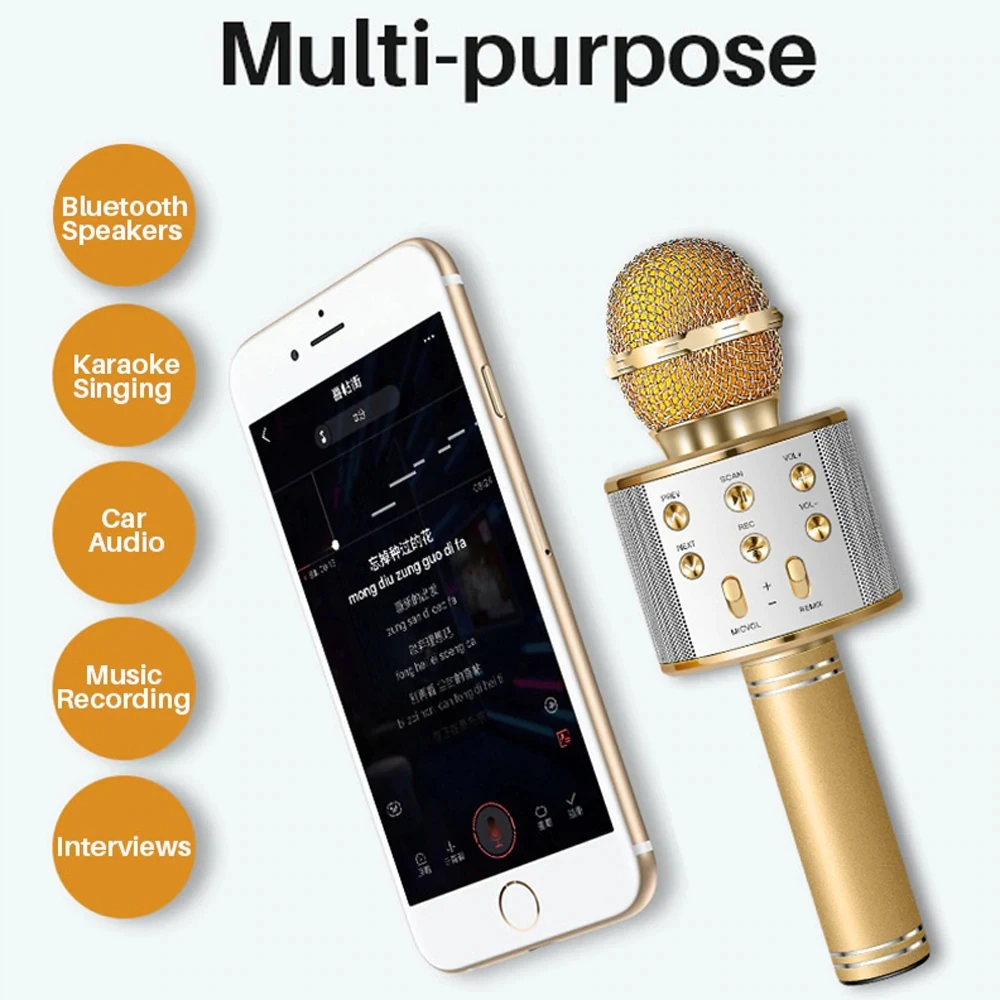 

WS 858 wireless USB microphone professional condenser karaoke mic bluetooth stand radio mikrofon studio recording WS858