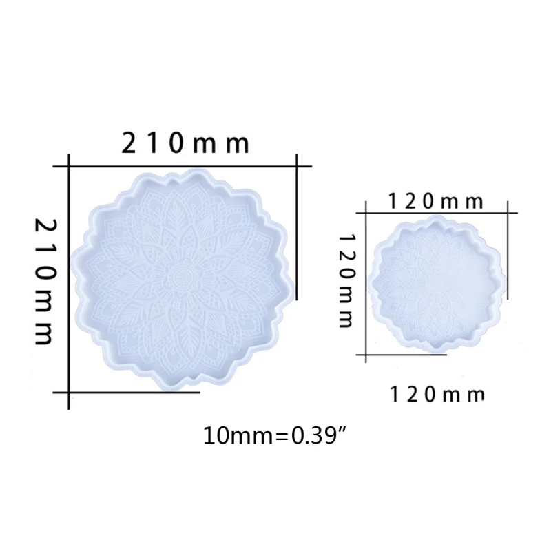 

5 Pcs Crystal Epoxy Resin Mold Datura Flowers Tray Cup Mat Coaste Silicone Mould
