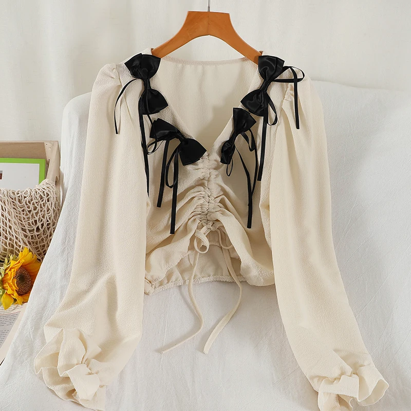 

Новинка 2021, модная женская одежда, Женские топы и блузки с V-образным вырезом, женская рубашка, блузка