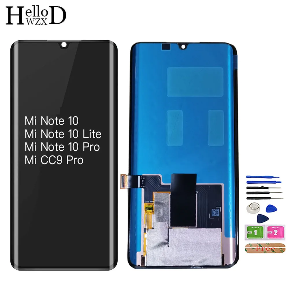 

Дисплей Super AMOLED для Xiaomi Mi Note 10 Lite, ЖК-дисплей Mi Note 10 Pro, сенсорный экран в сборе, оригинальный датчик Mi CC9 Pro