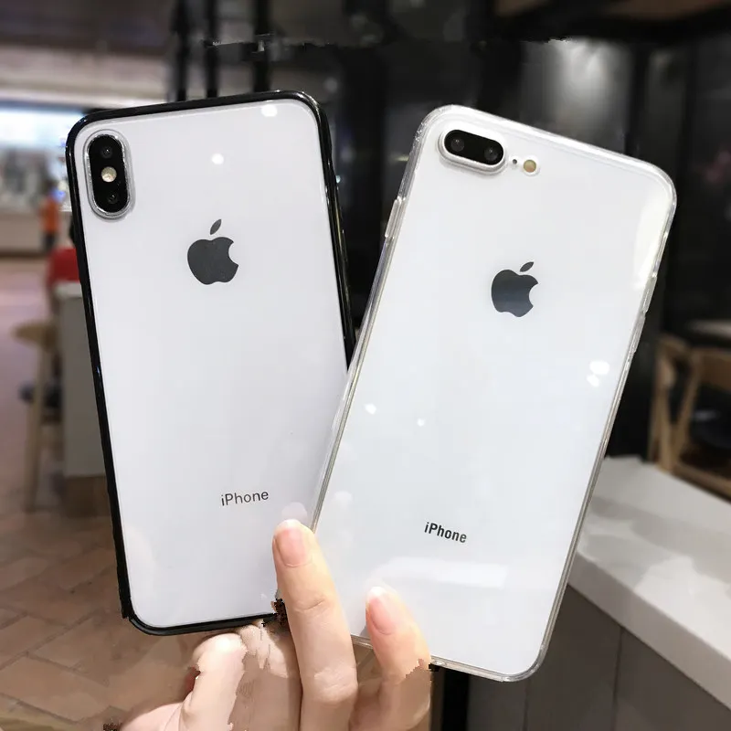 

Transparent Simplicity Black TPU Silicone Case For iphone 12 Pro Max mini 6s 7 8 Plus X XR XS MAX Shockproot Protect Back Cover