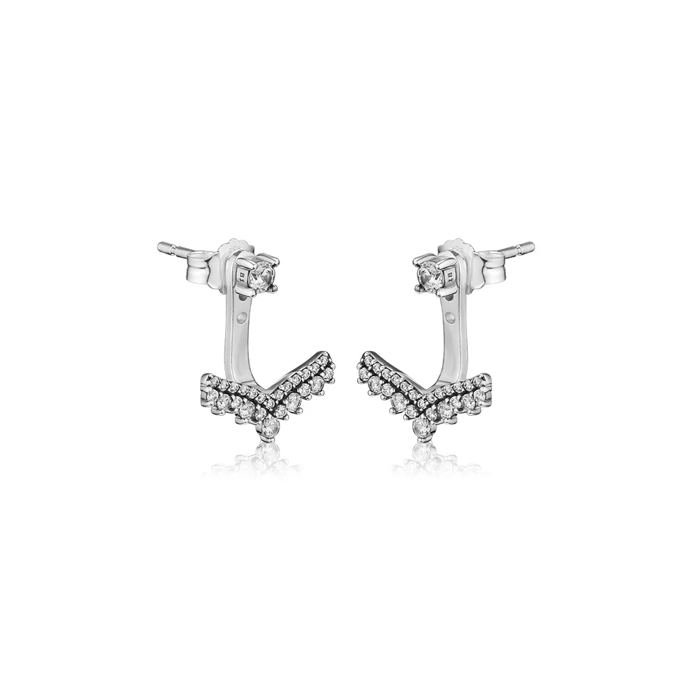 

Woman Earrings Princess Wish Earrings Clear CZ Elegant Jewelry Making 925 Original Silver Fashion Earring Studs