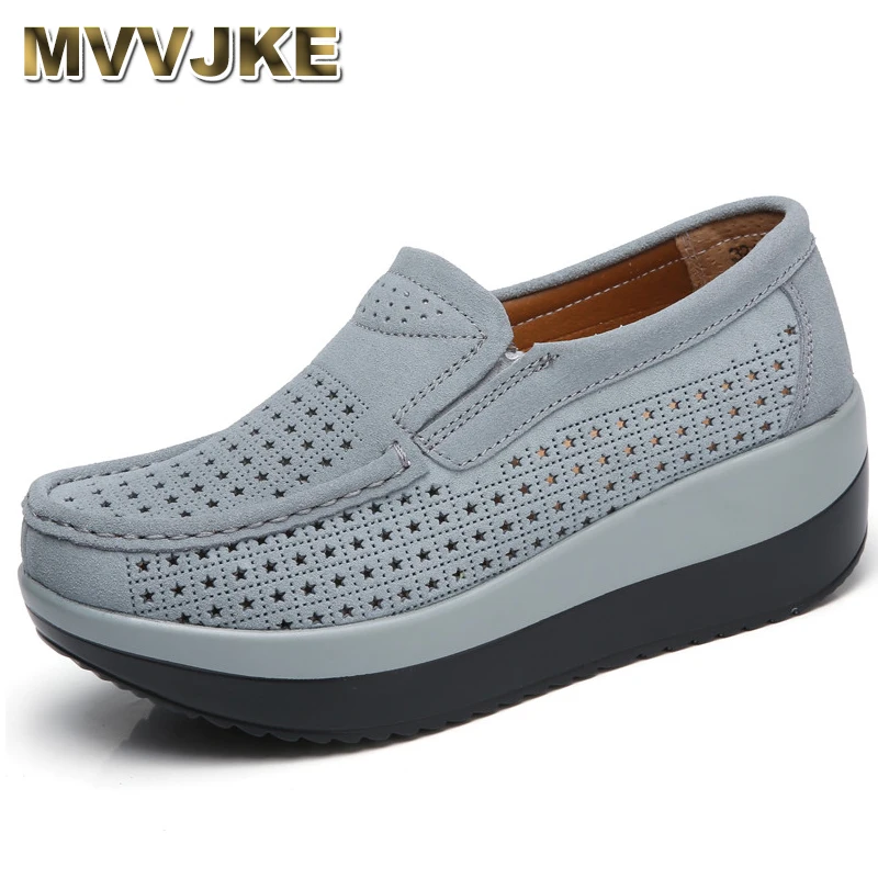 

MVVJKE 2021 Autumn Women Flat Platform Loafers Shoes Ladies Suede Leather Footwear Casual Shoes Slip on Flats Moccasin Creepers