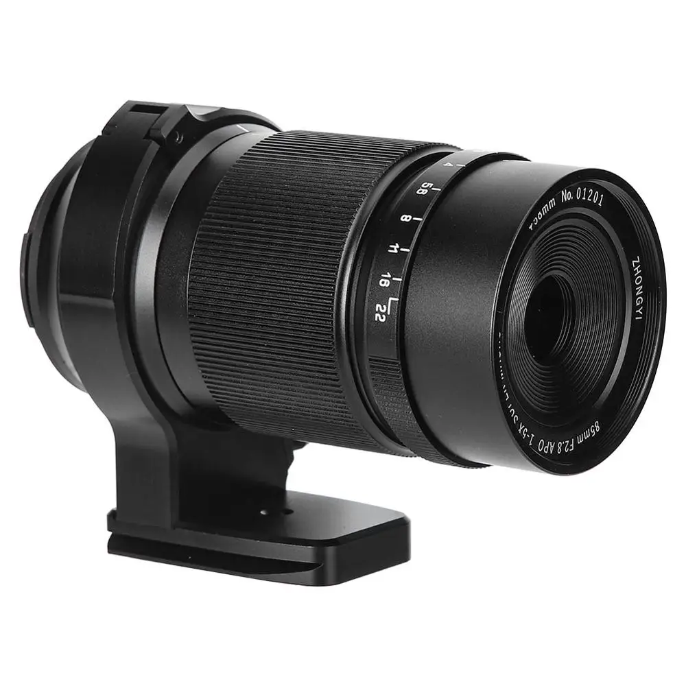 

ZHONGYI 85mm F2.8 Black Aluminum Alloy 1X-5X Large Aperture Manual Focusing Super Macro Lens for Fuji FX Canon Nikon Sony Pentax