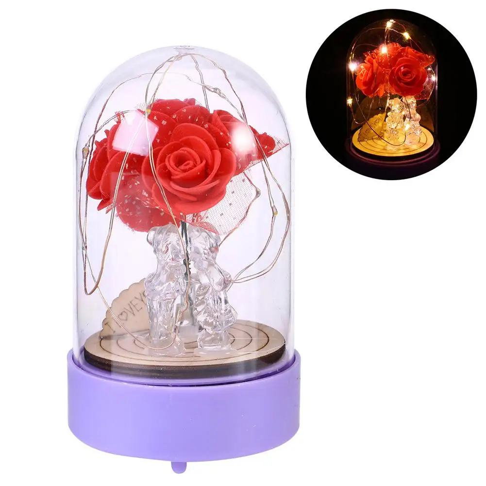 LumiParty светодиодный светильник из медной проволоки с сердечком и розой