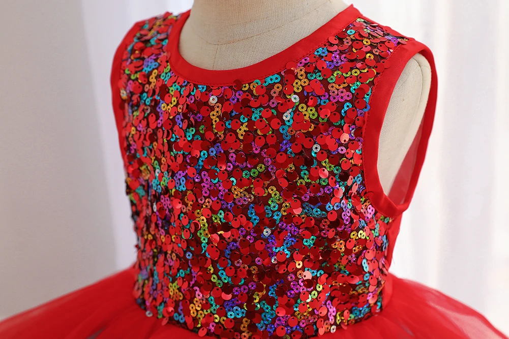 Летнее платье принцессы без рукавов с блестками для девочек | Детская одежда и