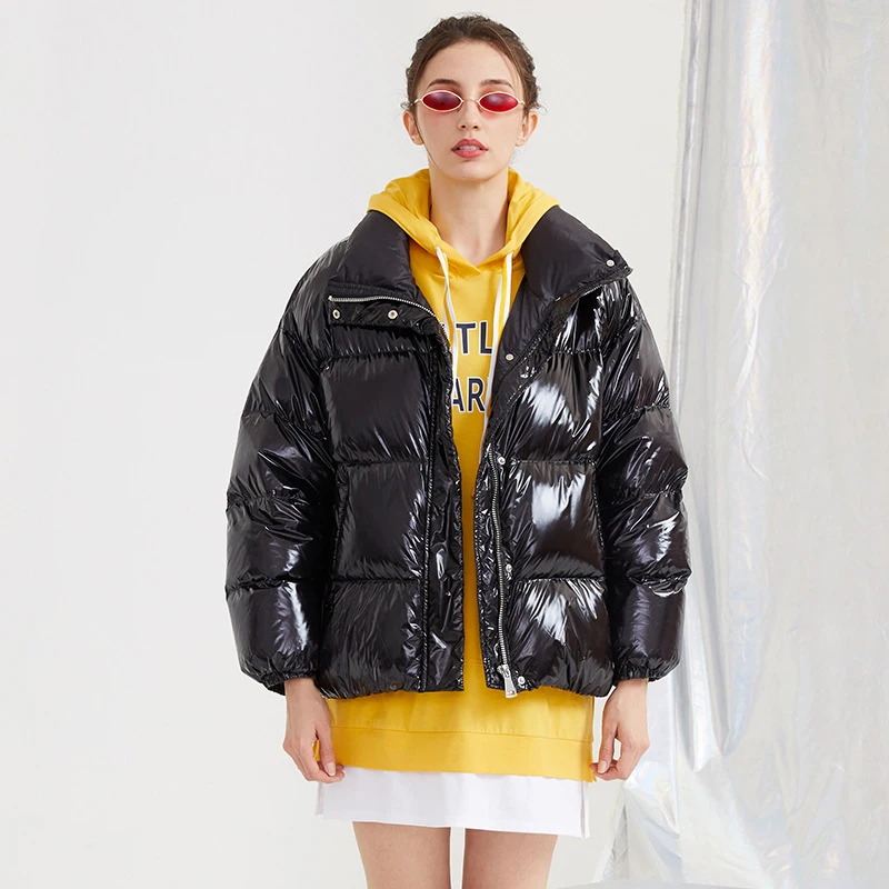 YNZZU Chic новая зимняя куртка женская повседневная короткая пушистая пуховая куртка женская утепленная теплая свободная яркая верхняя одежда A1121
