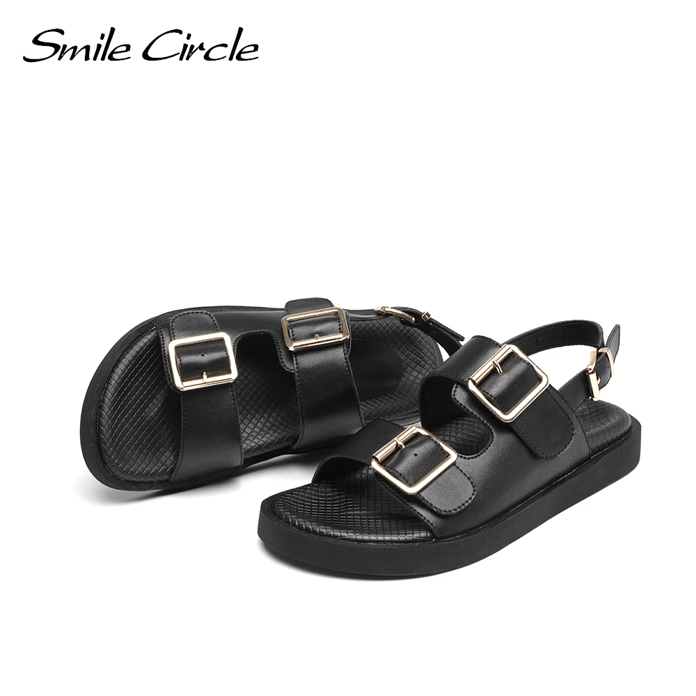 Smile Circle/Летние босоножки Женская обувь на плоской платформе Модные повседневные