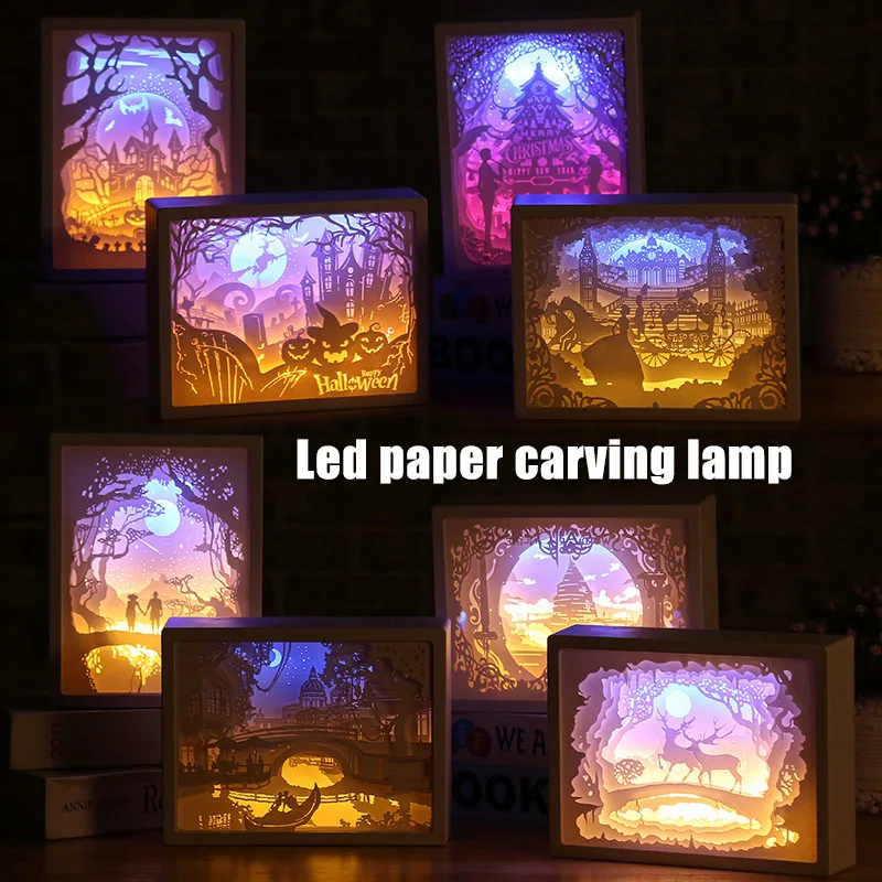 

Art Decoration 3D Paper Carving Light Lamp LED Gift for Home Bedroom Bedside SDF-SHIP