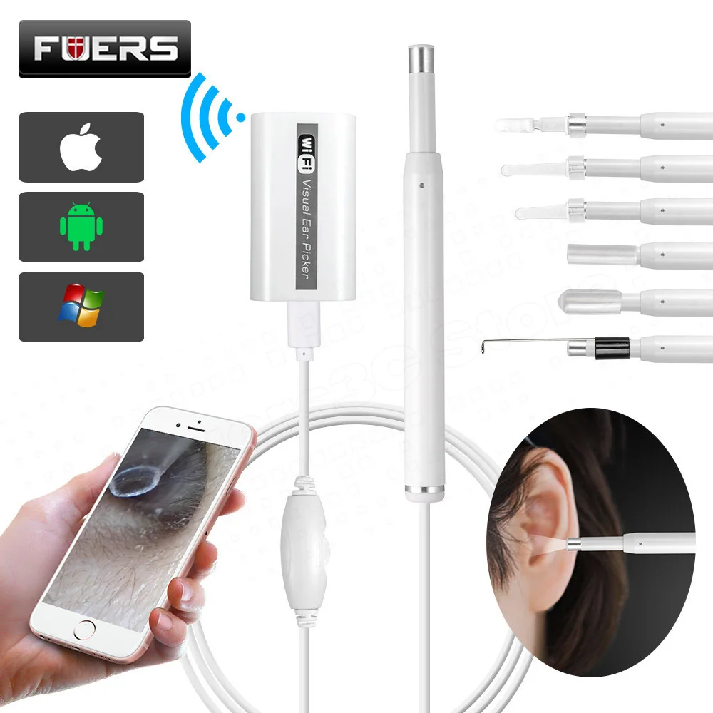 Мини камера эндоскоп HD 720P Wi Fi визуальная очистка ушей светодиодный с 6
