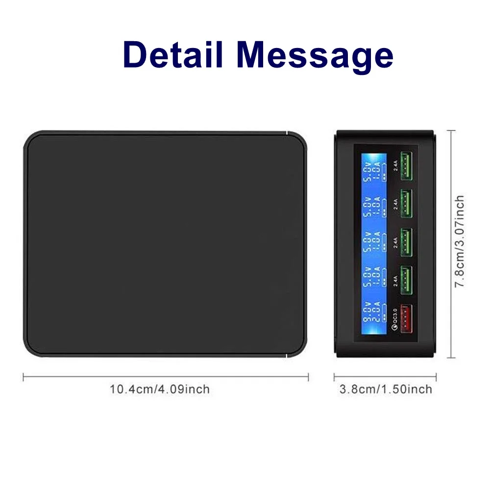 

QC 3.0 Quick Charge 5 Port USB LCD Display Fast Charger For iPhone XS MAX SAMSUNG XIAOMI HUAWEI Tablet QC3.0 Portatil Cargador