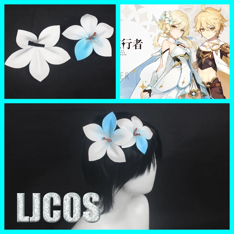 

Anime Genshin Impact Project Traveler Lumine Flower Hair Clip Hair Accessories Cosplay Take Photo Props Handmade Xmas Gifts