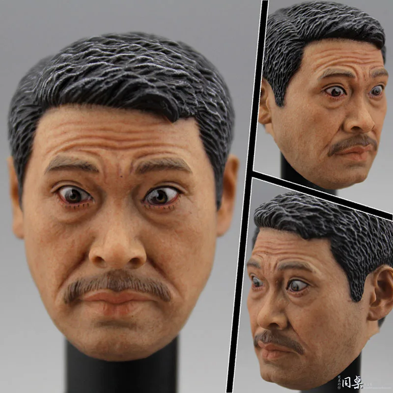 

1/6 Ng Man Tat Head Sculpt PVC Male Soldier Chinese Comedian Wu MengDa Head Carving Fit 12'' Action Figure Body