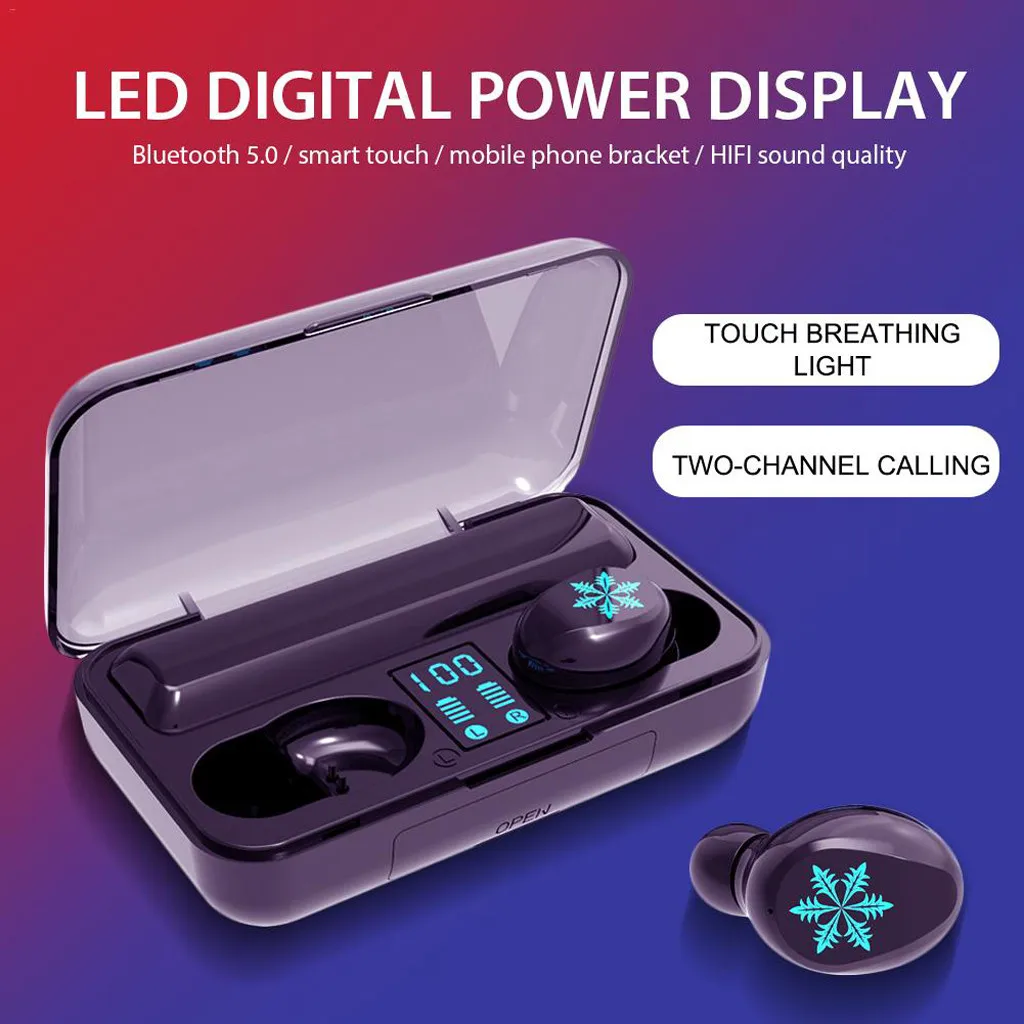 50 # TWS Bluetooth наушники с микрофоном и светодиодным дисплеем беспроводные