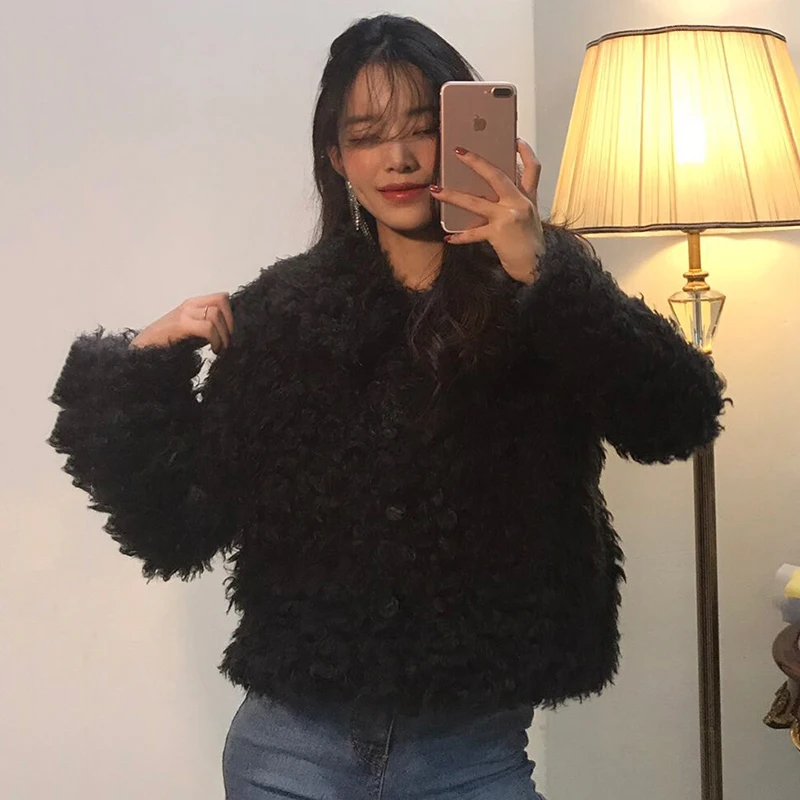 Зимние теплые меховые пальто женские новые модные толстые куртки повседневные