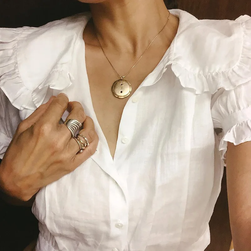 Женская блузка InstaHot черная/белая Повседневная Блузка с коротким рукавом и