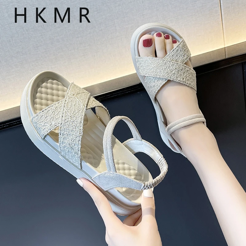 

2021 NEW Solid Hollowed Hook & Loop Thick Bottom Sandals Designer Geared Non-Slip Open Toed Lightc Women Beach Shoes sandals