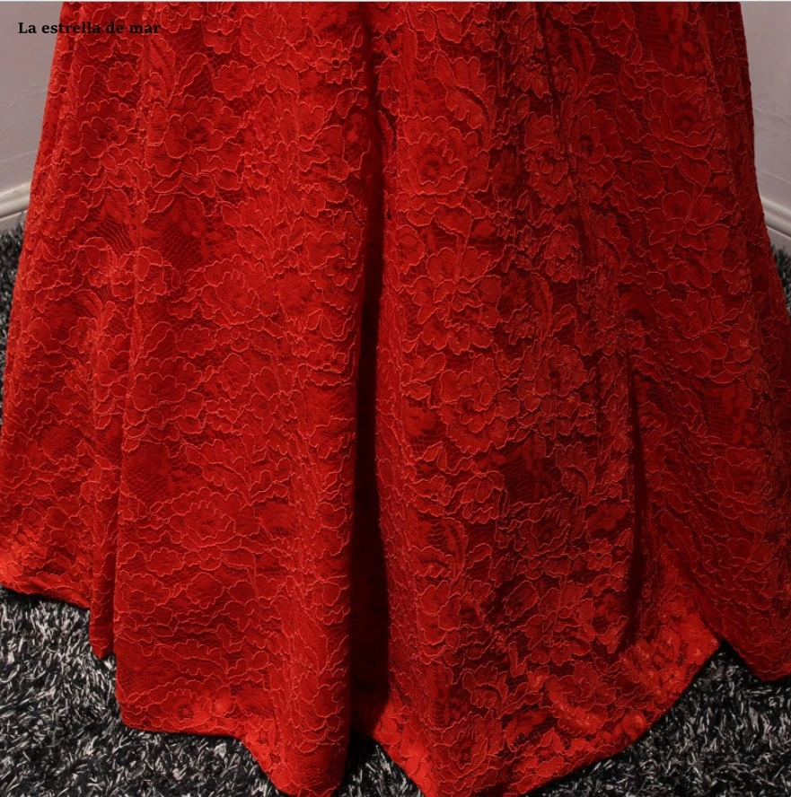 

maid of honor dresses for weddings new SCOOP neck lace crystal cap sleeve A Line red bridesmaid dress long wedding party gowns