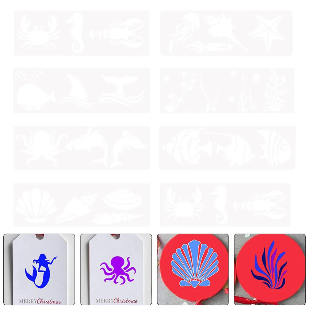 

8pcs Sea Life Drawing Stencil Painting Stencils Graffiti Painting Stencil