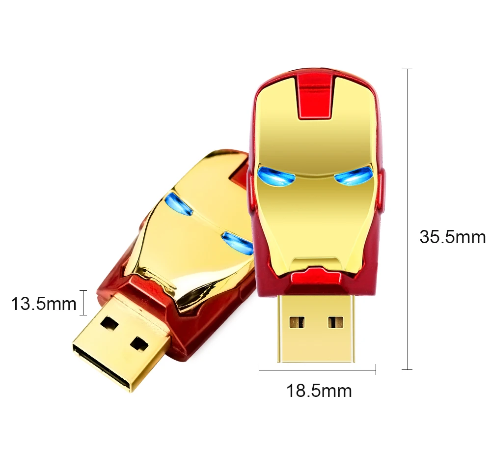 Железный человек, USB флеш-накопитель, 8 ГБ, 16 ГБ, 32 ГБ, 64 ГБ, 128 ГБ, металлический USB флеш-накопитель, светодиодный светильник, флеш-накопители, флеш-накопители, мужской подарок