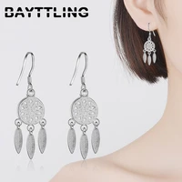 bayttling 925 sterling silver 37mm exquisite hollow snowflake round drop earrings for women fashion wedding party jewelry gift