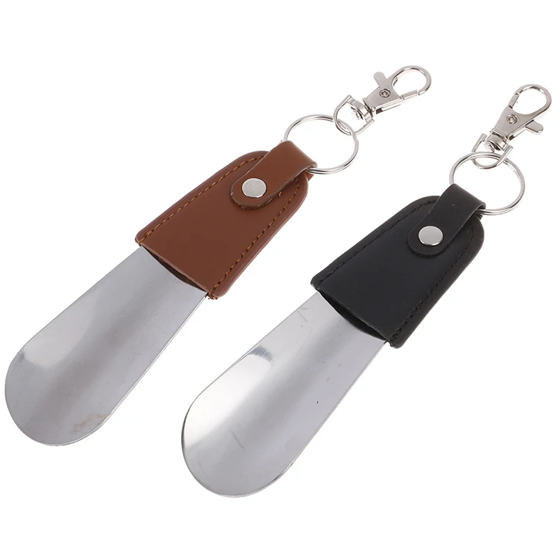 Рожок для обуви мужской/женский из нержавеющей стали складной с кожаной ручкой |