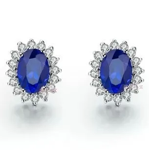 Роскошные серьги с сапфиром 2 карата серьги-гвоздики из твердого стерлингового