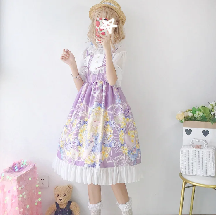 

NONSAR Sweet Lolita Dress Daisy Girl Small Fresh JSK Strap Dress For Women Party Cute Summer