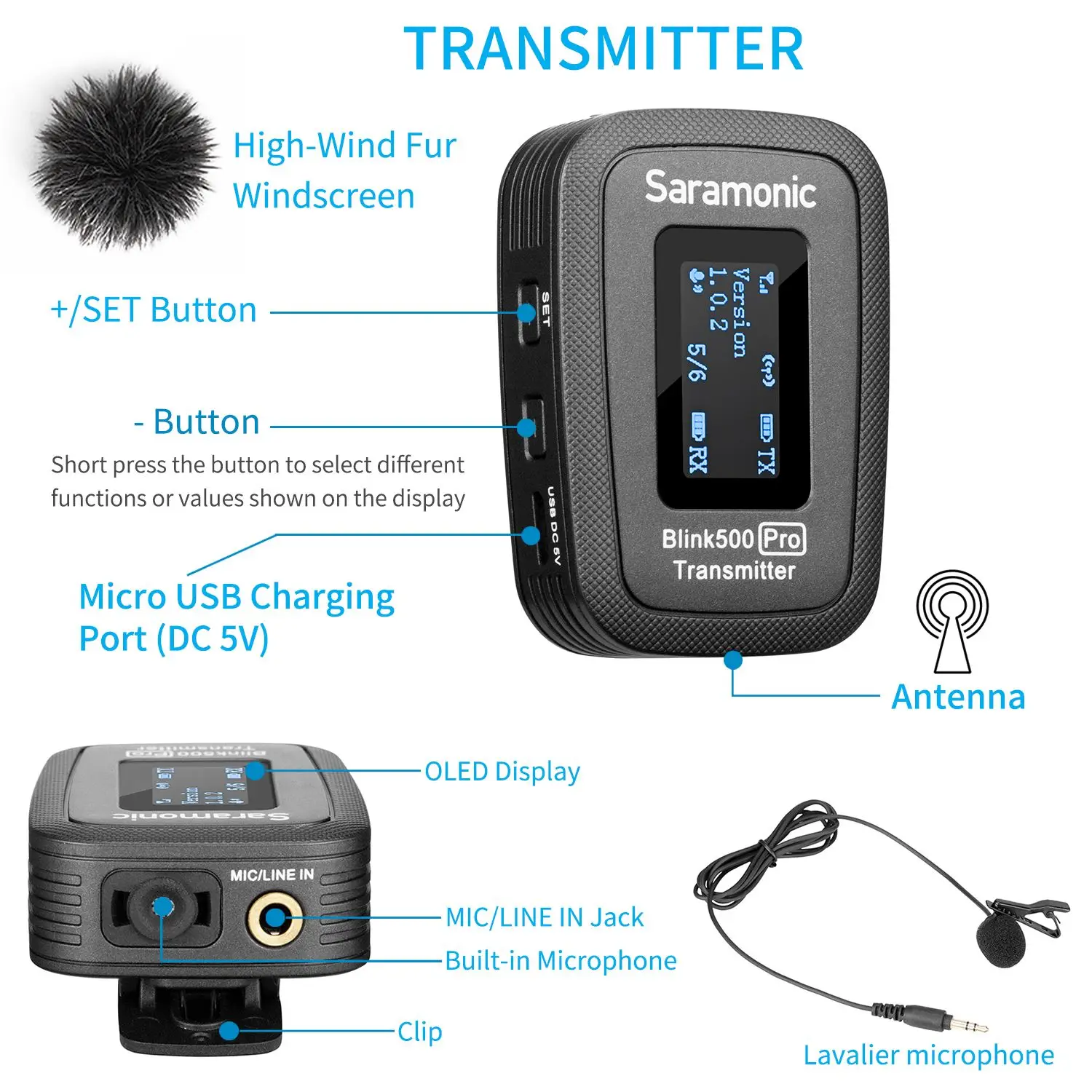 Беспроводной петличный микрофон Saramonic Blink500 Pro