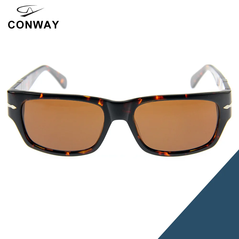 Conway, Ретро стиль, фирменные дизайнерские солнцезащитные очки для мужчин, квадратные солнцезащитные очки, персональная ацетатная широкая оправа для большой головы, черная Гавана