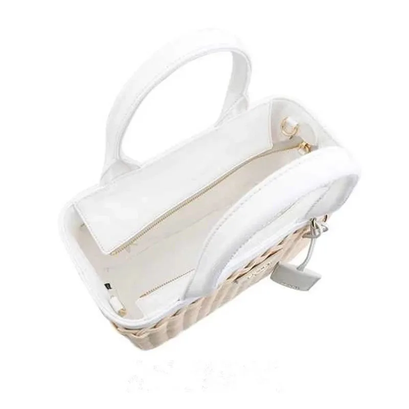 

New Fashion Woven Bag Women's Bag 2021 Original Luxury Bands Straw Genuine Leather High Quality Handbag Designer Rattan Bag