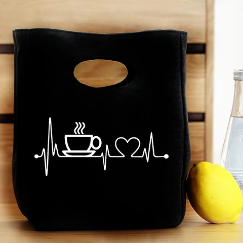 Портативная сумка для обеда с принтом Peace Love Coffee Lifeline, новая термоизолированная коробка-сумка-холодильник, сумка-бенто, сумки для хранения еды