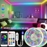 5m 20m ws2811 dream color 5050 led strip light bluetooth app cotroller smd rgb individually addressable flexible ribbon tape