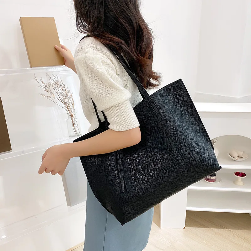 

Litchi Pattern Women Shoulder Bag Large Capacity PU Leather Composite Bag Purses Fashion Design Son-Mother Bag Shopping Handbags