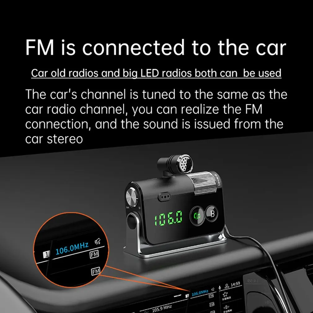 Car Kit FM Transmitter MP3 Player Lossless TF Music Play PD18W QC3.0 Fast Charge Noise Reduction Call |