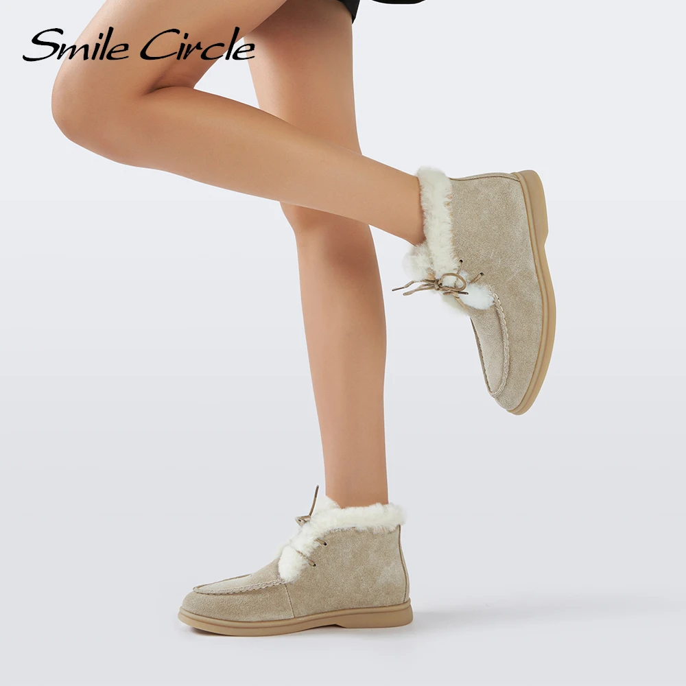 Smile Circle/сапоги женские зимние ботинки ботильоны из натуральной кожи на