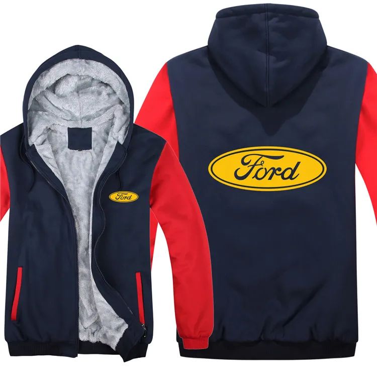 as picture Ford толстовки зимняя Мужская модная повседневная шерстяная флисовая толстовка Ford пуловер Мужское пальто - Цвет: as picture