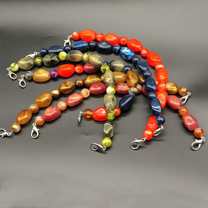 

Акриловая ручка «сделай сам», разноцветная цепочка для сумок из бисера, аксессуары для сумок из бисера, ремешок для сумки, бежевая цепочка д...