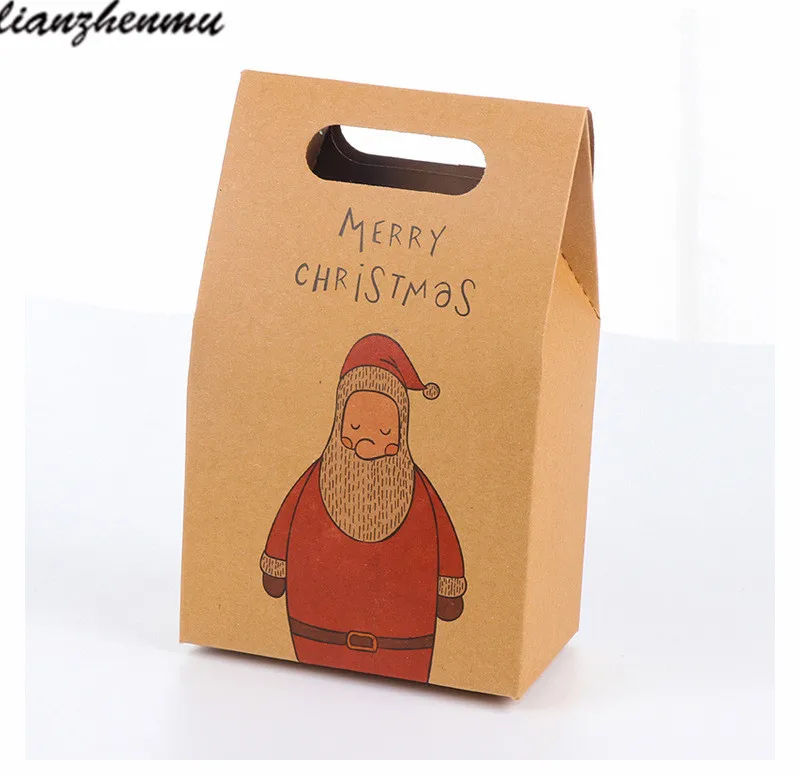 

36pcs Kraft Paper Candy Box Christmas Gift Packaging Handbag Zakka Craft Bakery Cookies Biscuits Package Bags Xmas Party Favors
